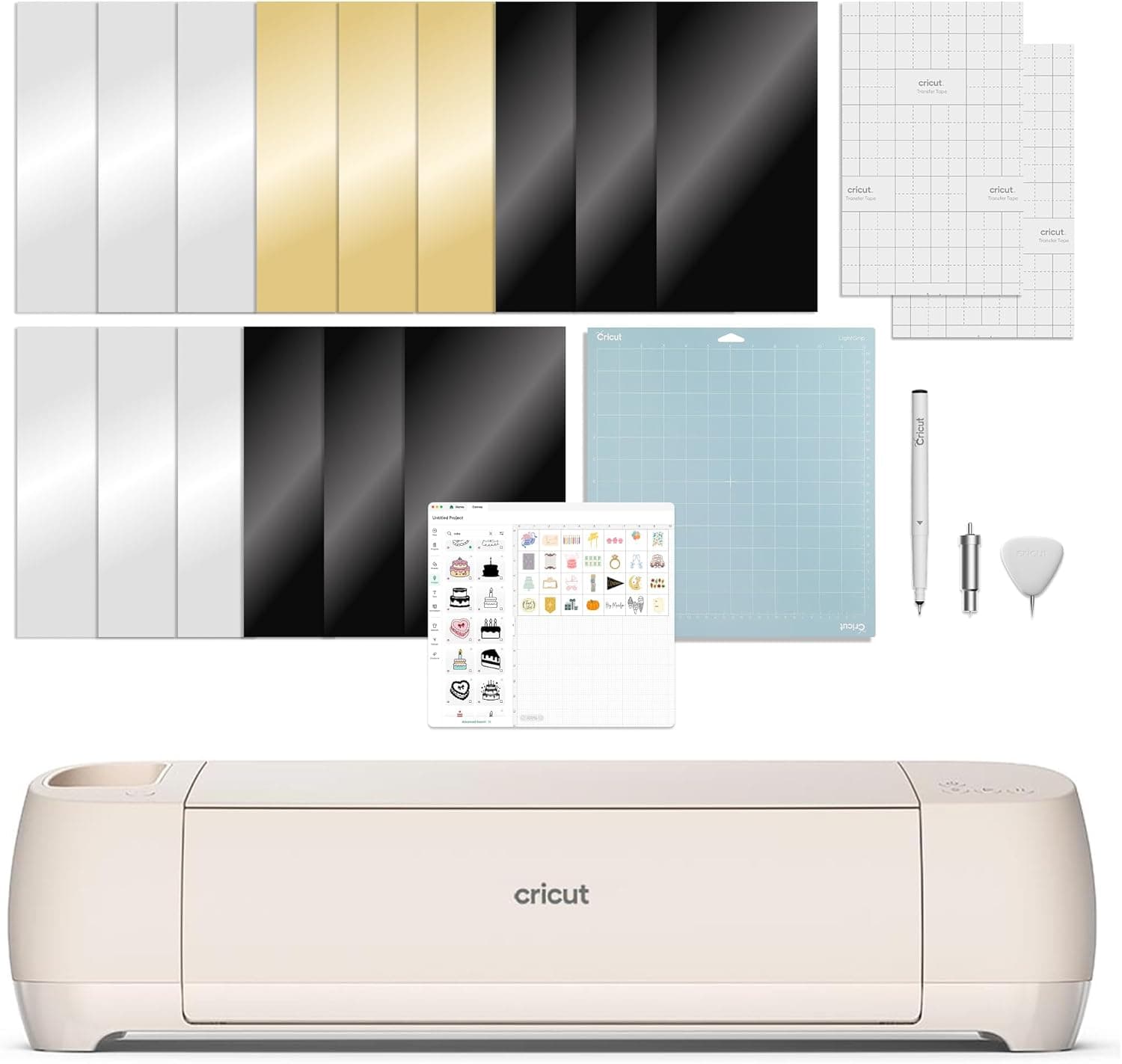 Cricut Explore 4 - Smart Cutting Machine (Seashell) | Digital Content Bundle - Includes Images in Design Space App