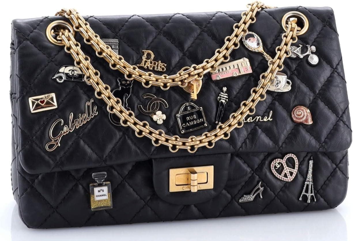 CHANEL Pre-Loved Lucky Charms Reissue 2.55 Flap Bag Quilted Aged Calfskin 225, Black - Image 3