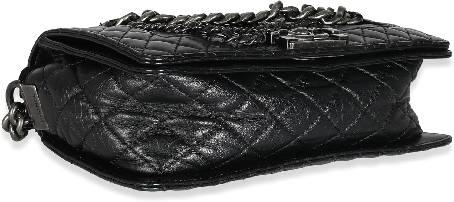 CHANEL Pre-Loved Black Lambskin Medium Enchained Boy Bag, Black - Image 5