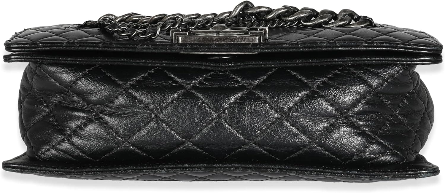 CHANEL Pre-Loved Black Lambskin Medium Enchained Boy Bag, Black - Image 7