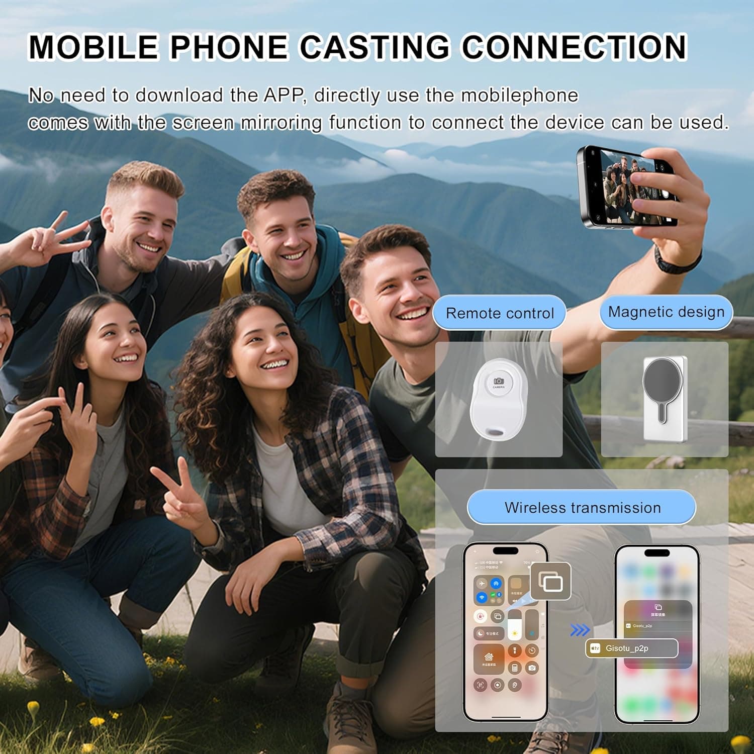 Selfie Monitor Screen for iPhone/Android,Magnetic Phone Vlog Selfie Screen with 1800mAh White - Image 7