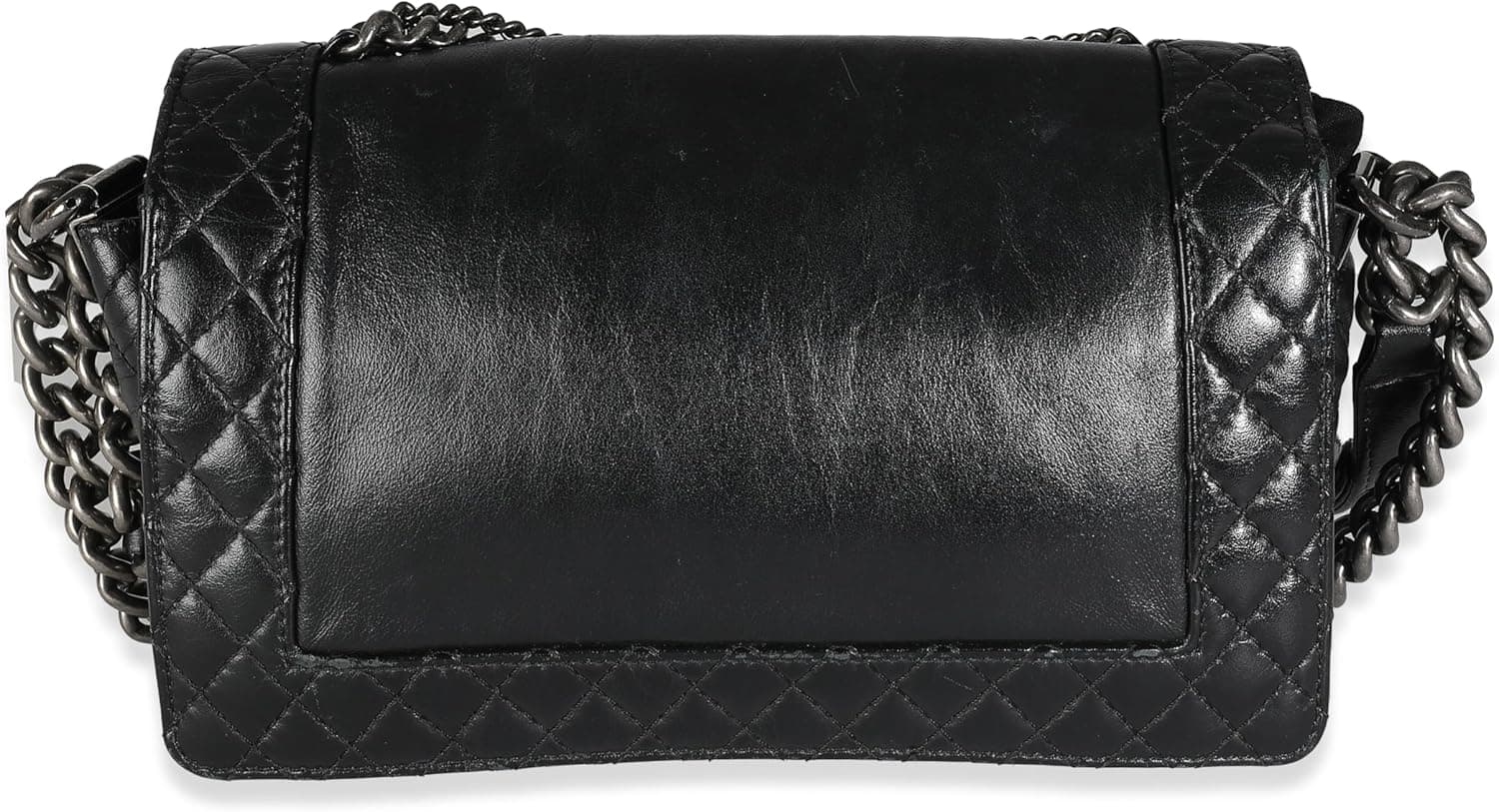 CHANEL Pre-Loved Black Lambskin Medium Enchained Boy Bag, Black - Image 6