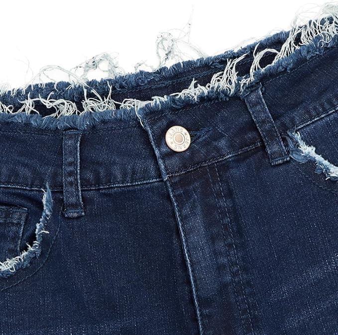 Women's Wide Leg Jeans Stretchy High Waisted Baggy Jeans for Woman 2025 Trendy Frayed Raw Hem Denim Pants - Dark Blue Size Medium - Image 5