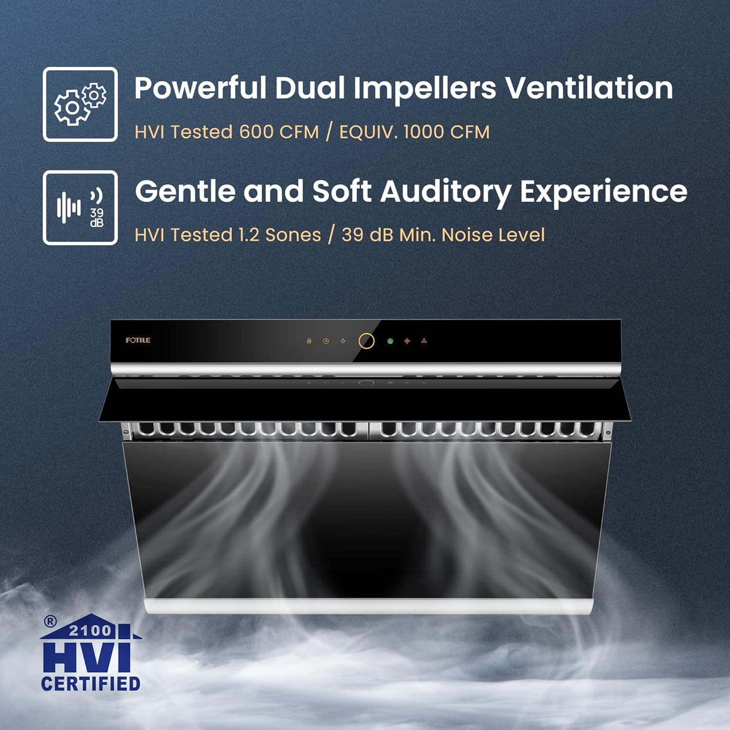 FOTILE JQG7505 30” Under-Cabinet or Wall-Mount Range Hood | Dual DC-Motor | Slant Vent Design Modern Kitchen Onyx Black Glass - Image 3