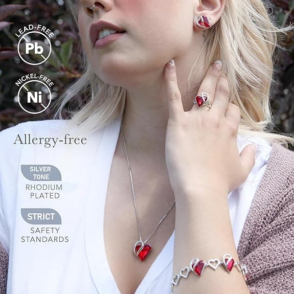 Leafael Infinity Love Heart Link Bracelets, Birthstone or Healing Stone Crystal Bracelet for Women, Silver Tone Jewelry Valentine's Gift for Her - Image 3