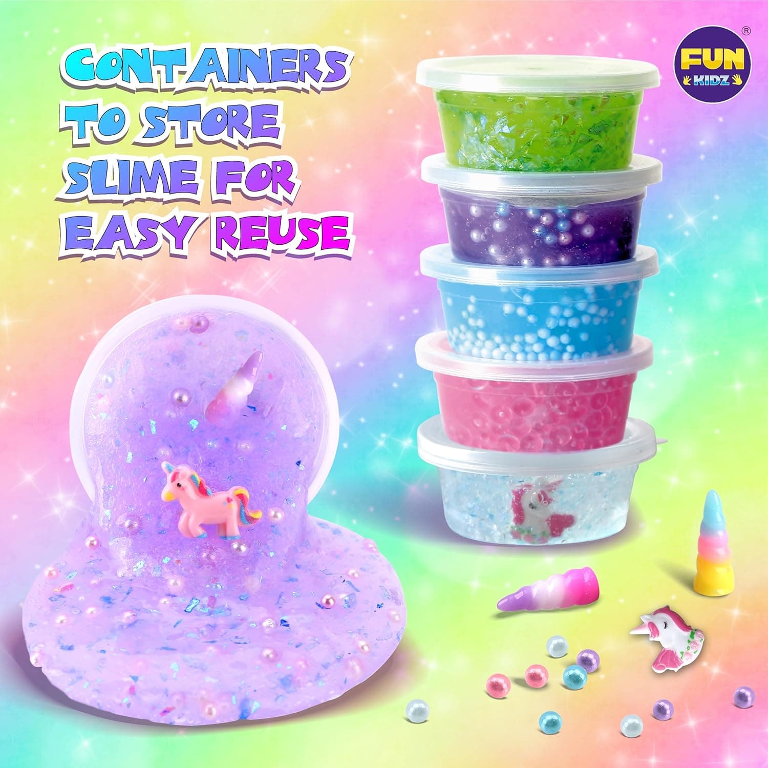 Fluffy Unicorn Slime Kit for Girls, FunKidz Cloud Slime Gift for Ages 6+ Kids Fun Slime Making Kit Awesome Craft Toy Birthday Present Ideas - Image 7