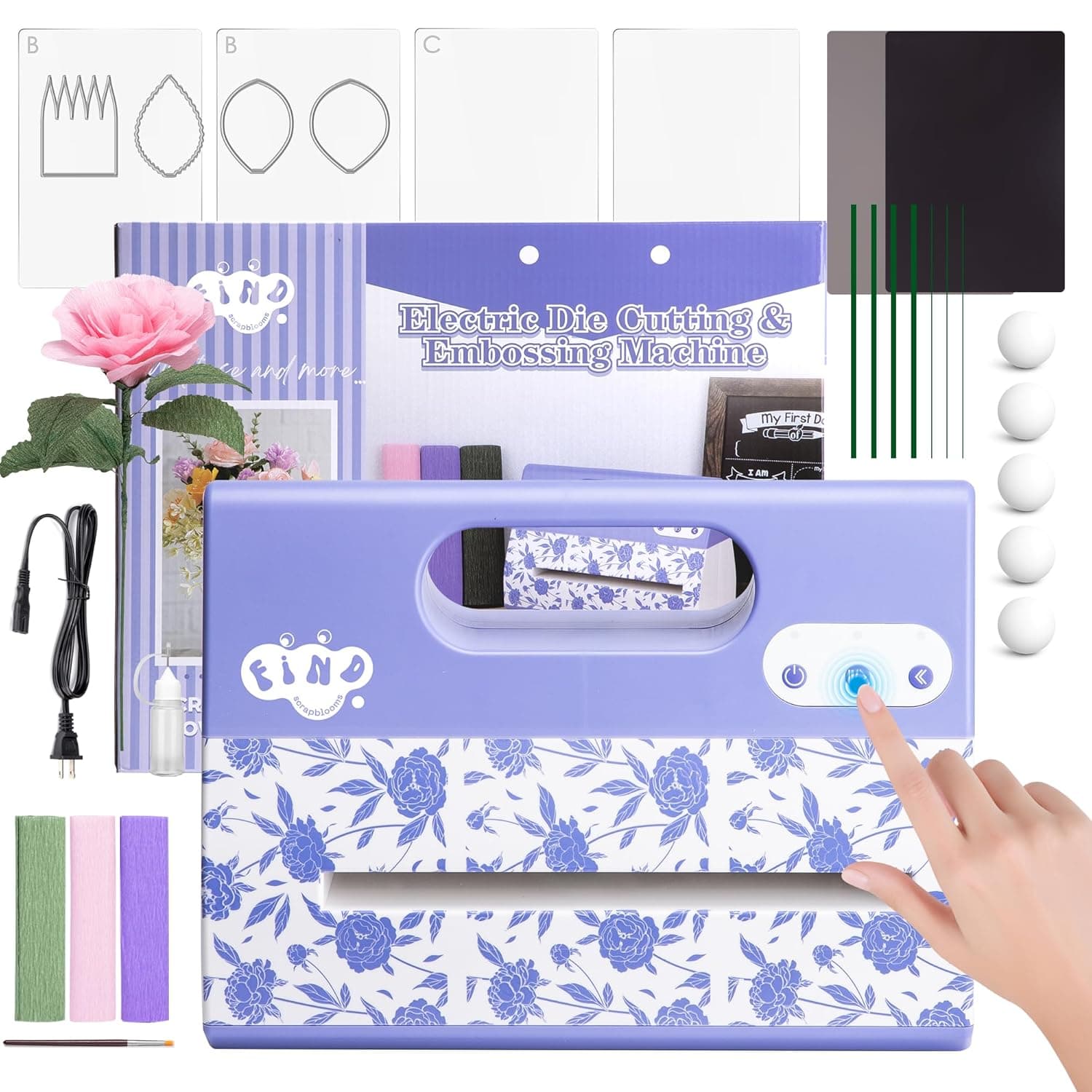 Portable Automatic A4 Die Cutting Machine,Electric 9 inch Embossing Machine kit for CardMaking, Crepe Paper Flower Making - Image 2