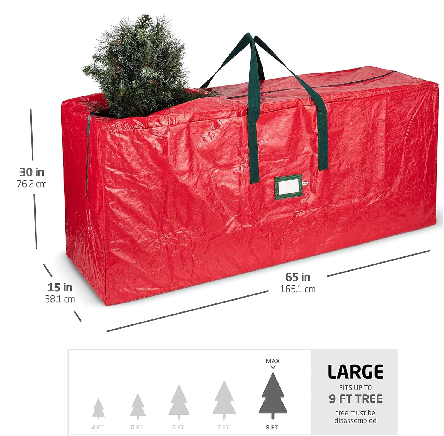ZOBER 9 Ft Large Christmas Tree Storage Bag Plastic, Waterproof Christmas Tree Bag For Storage Box For Xmas - Strong, Durable Handles  - Image 2