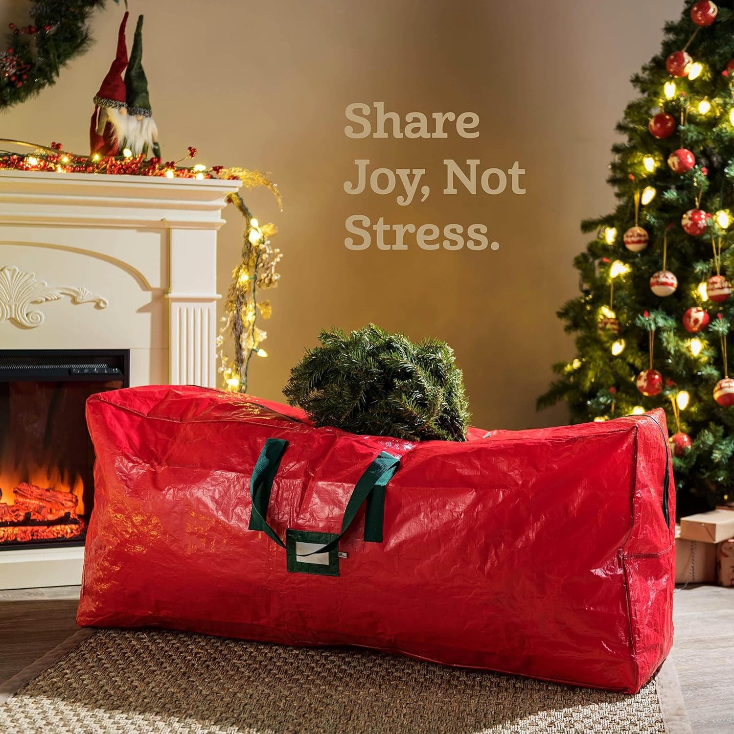 ZOBER 9 Ft Large Christmas Tree Storage Bag Plastic, Waterproof Christmas Tree Bag For Storage Box For Xmas - Strong, Durable Handles  - Image 3