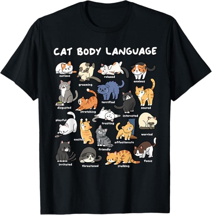 Cat Body Language Cute Cat Lover Kawaii T-Shirt - Men